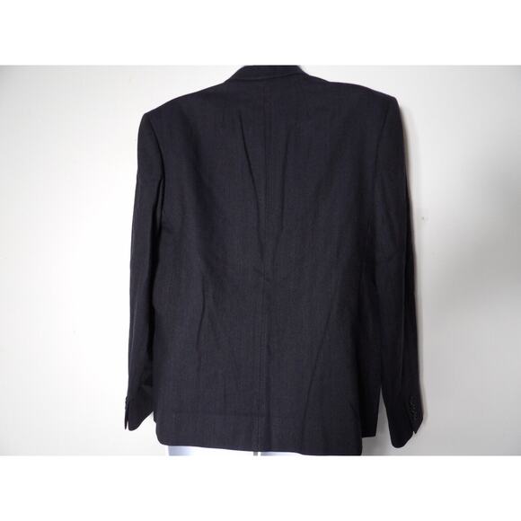 Harve Benard Blazer Womens 12 Wool Vtg Single Button Dark Navy Pinpoint Lined - Picture 12 of 14